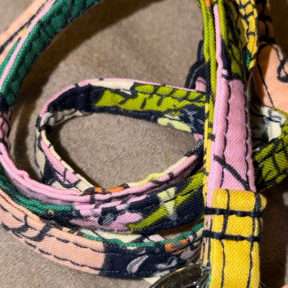 Vera Bradley Breakaway Lanyard Bloom Boom Pink Yellow Floral Cotton 28151-12730